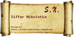 Siffer Nikoletta névjegykártya